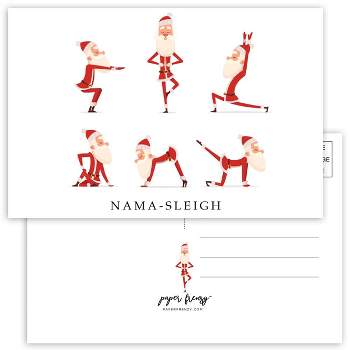 Yoga Exercising Santa Christmas Post Cards - 25 pack