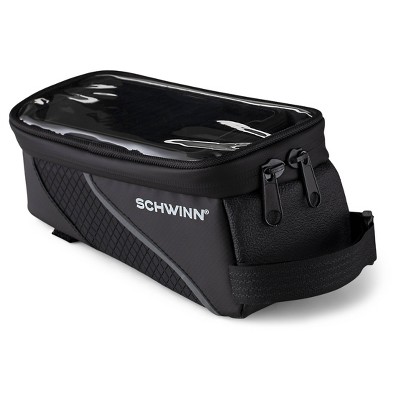 Black Adjustable Frame Mounted Bicycle Phone Bag with Zipper Closure