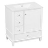 JUJABU 30" Freestanding Bathroom Vanity with Ceramic Basin, Soft-Close Door, 3 Drawers & Storage Shelves - 2 of 4