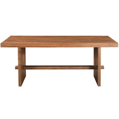 HomeRoots 75" Brown Solid Wood Trestle Base Dining Table