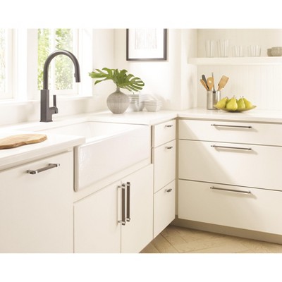 6.25" Brushed Nickel and Chrome Modern Cabinet Bar Pull