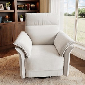 Power Recliner Chair with Swivel/Glide, USB Charging & Storage Pocket - Chenille Upholstered Rocker for Nursery/Living Room - 1 of 4