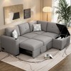 83.8" Convertible L-Shaped Pull-Out Sectional Sofa Bed with Storage Chaise, USB Ports, Power Sockets & Cup Holders - 2 of 4