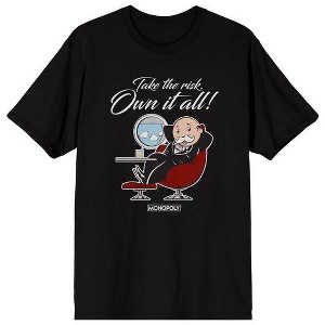 Monopoly Take The Risk And Own It All Adult Black Crew Neck Short Sleeve T-shirt - 1 of 3