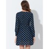 Allegra K Women's Vintage Square Neck Long Puff Sleeve Metallic Dots Print A-Line Dress - 4 of 4
