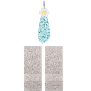 REGALWOVEN 3 Pcs Soft Absorbent Hand Towel Bathroom Decorative Set - 1 of 4