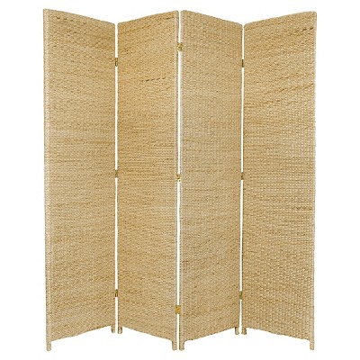 6 ft. Tall Rush Grass Woven Room Divider - Natural (4 Panels)