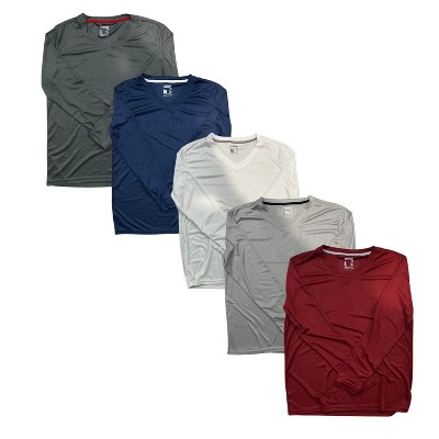 Men's 5 Pack Wicking Mesh V Neck Long Sleeve Tees