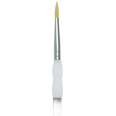 Royal & Langnickel Soft Grip Round Golden Taklon Fiber Non-Slip Rubber Grip Acrylic Handle Paint Brush, Size 3, Pack of 12