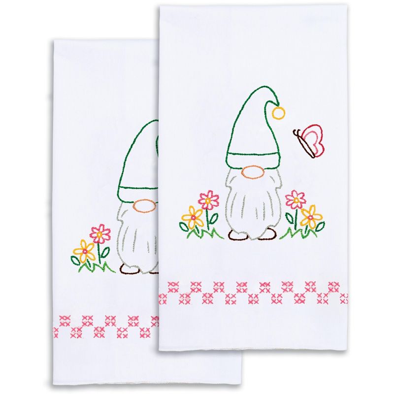 Jack Dempsey Stamped Decorative Hand Towel Pair 17"X28"-Gnome, 2 of 3