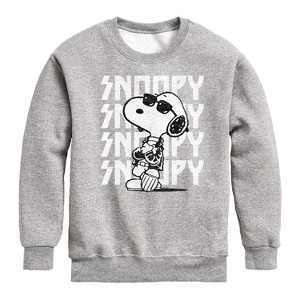 Boys' - Peanuts - Snoopy Rock Name Repeat Graphic Long Sleeve Fleece Sweatshirt - 1 of 4