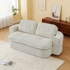 2 Seater Modern Floor Sofa with 2 Pillows, Convertible Foam-Filled Sleeper Bed, Folding Linen Couch Mattress for Living Room or Playroom-Koiai - 3 of 4