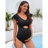 Ruffle Maternity Swimsuit One Piece High Waisted Pregnancy Bathing Suits Push Up Swimwear - 4 of 4