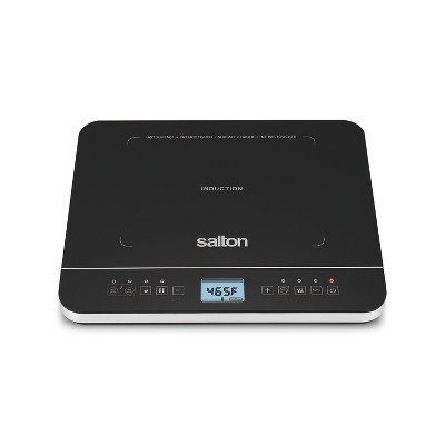Salton Portable Induction Cooktop with Temperature Probe Cool Touch LED Display Cooker for Precise Control, sous Vide Energy Efficient Green Cooking