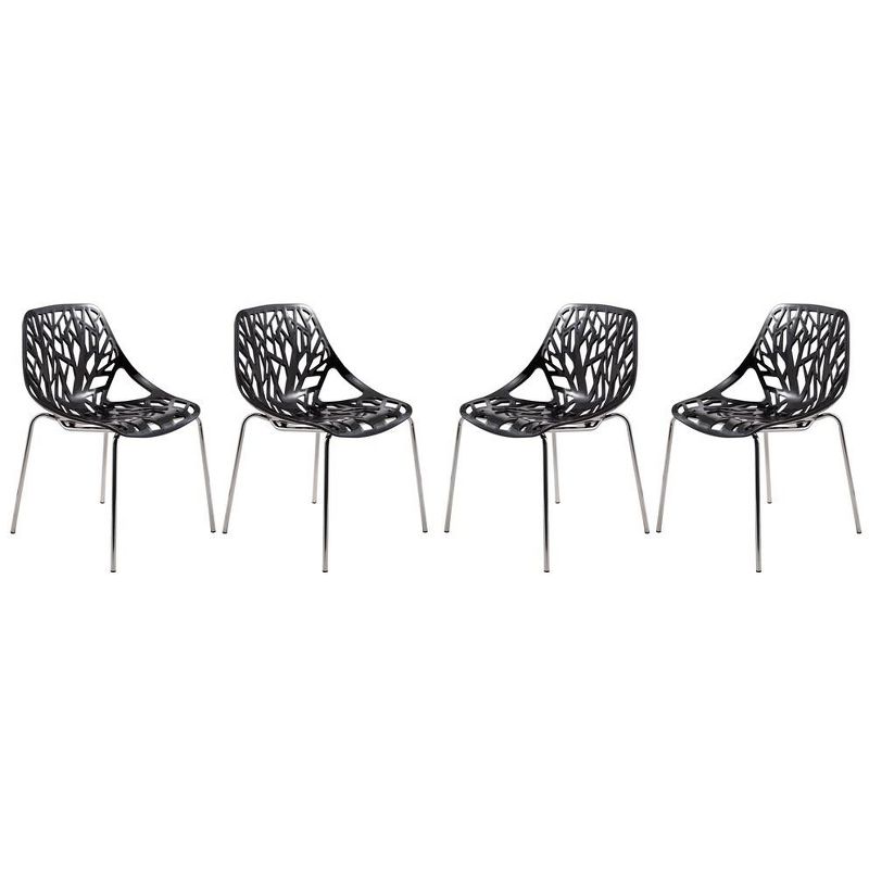 LeisureMod Asbury Open Back Plastic Stackable Dining Side Chair, Set of 4, 1 of 10