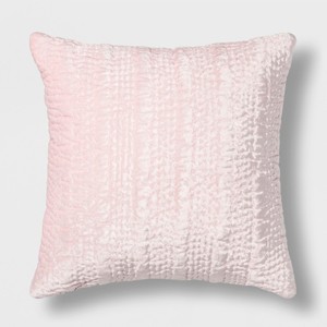 Quilted Velvet Square Throw Pillow Pink - Opalhouse