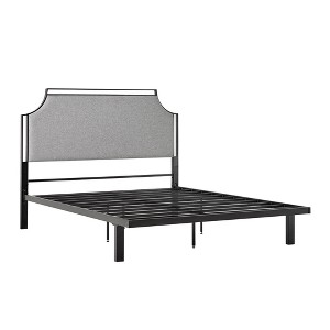 Queen Size Upholstered Platform Bed with Headboard for Bedroom - 1 of 4