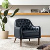 Justo 28.5" Wide Tufted Genuine Leather Wood Legs Accent Barrel Chair for Living Room with solid wood legs | ARTFUL LIVING DESIGN - 2 of 4