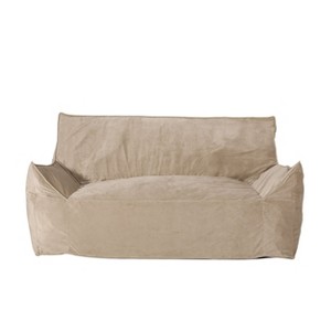 NicBex Soft Velveteen Bean Bag Loveseat with Armrest,High Density Foam Filled Lazy Sofa Beanbag with Removable Cover&Safety Zippers for 2 - 1 of 4