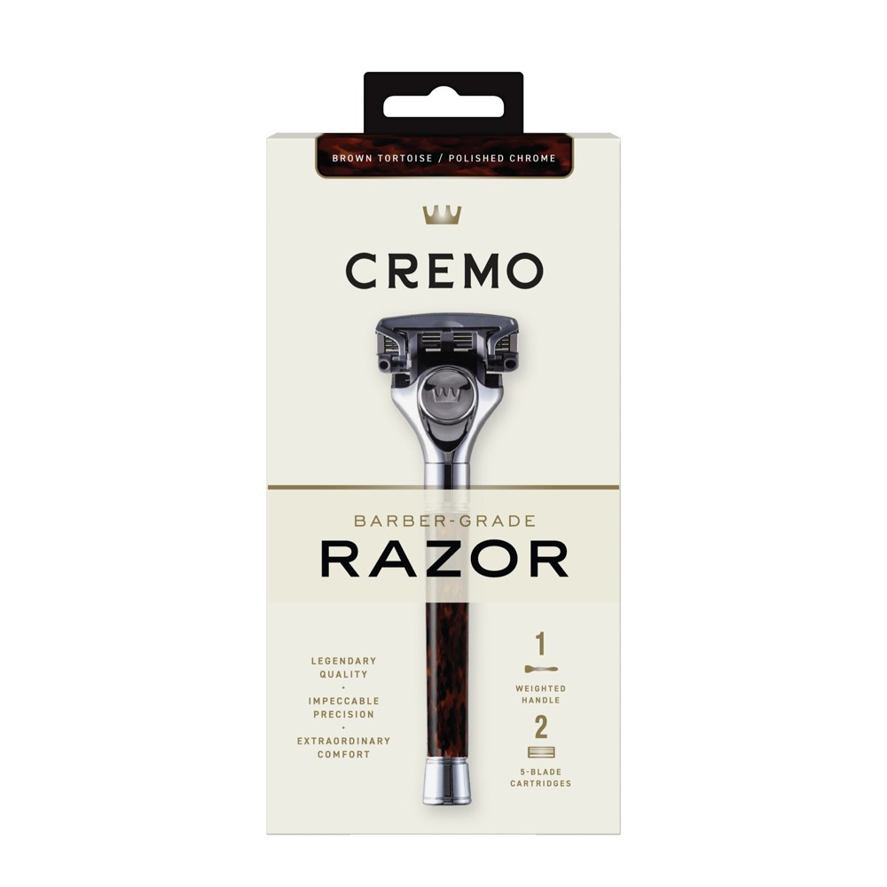 Photos - Shaver Cremo 5-Blade Brown Tortoise Men's Razor Handle Plus 2 Blade Cartridge Refills - Trial Size