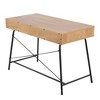 Vynxaria Industrial Desk - Black Steel Frame, Brown Wood Top, Pull-Out Storage Drawer, Versatile Design - 2 of 4