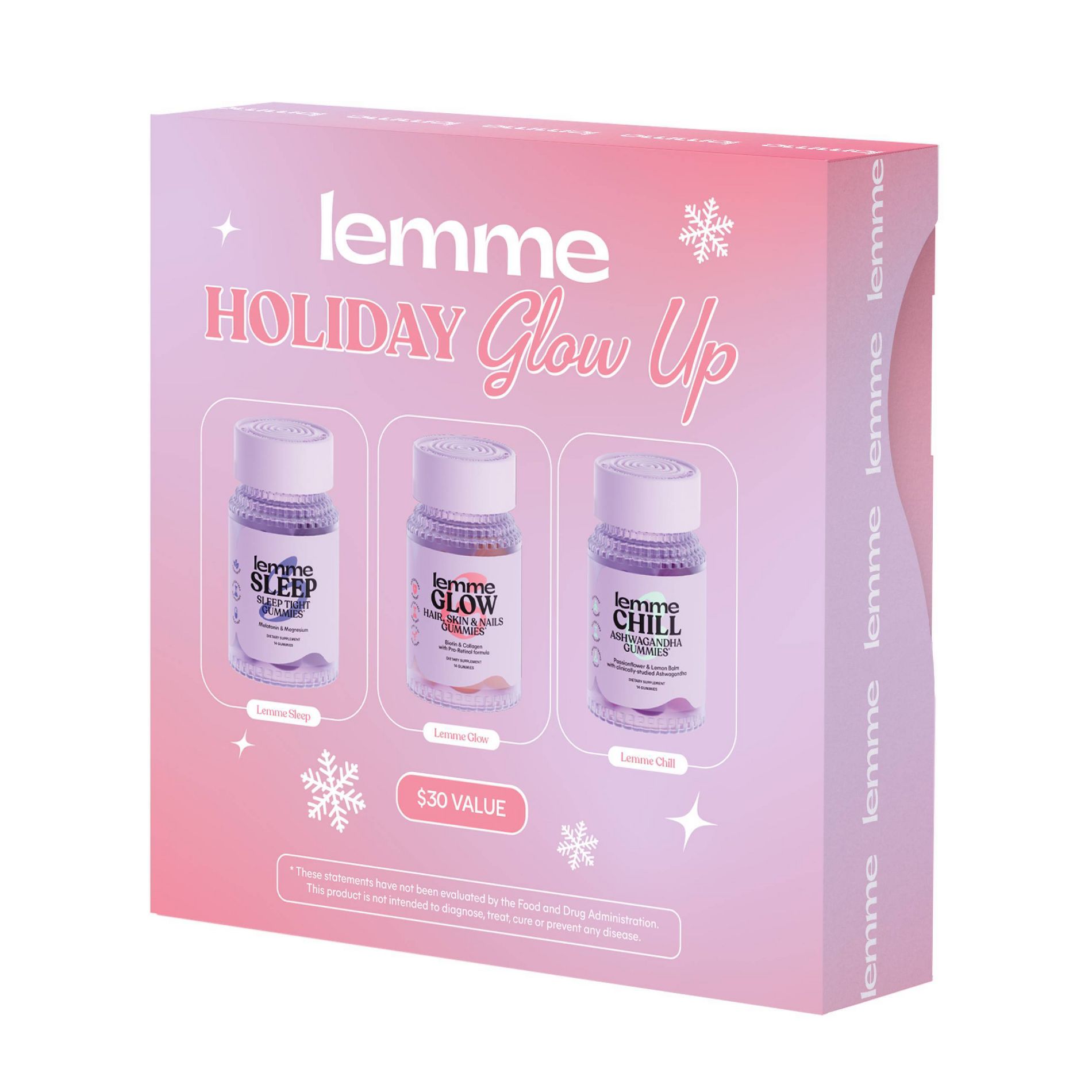 Lemme Holiday Glow Up Mini's Gift Set - Sleep Glow Chill - 3ct