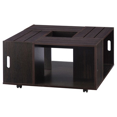 Roseline Modern Crate Box Inspired Coffee Table Espresso - Homes