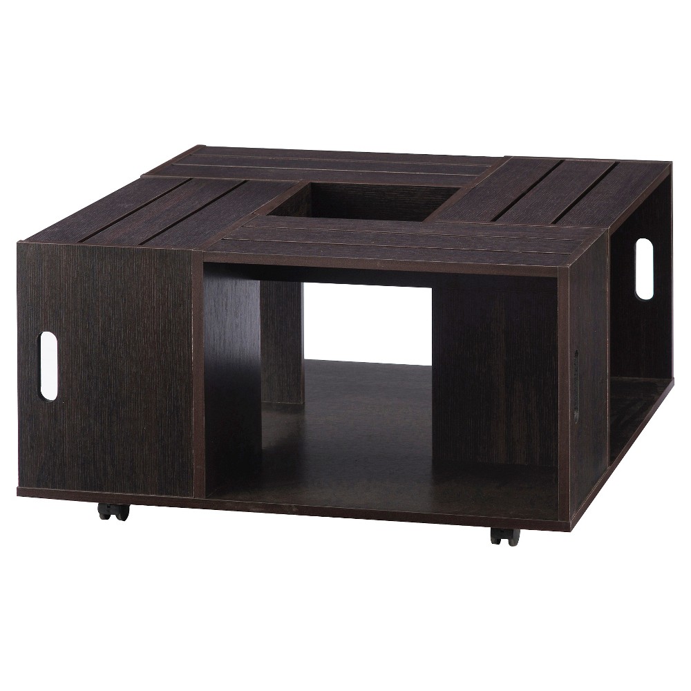 Photos - Coffee Table Roseline Modern Crate Box Inspired  Espresso - HOMES: Inside +