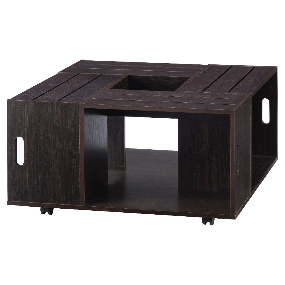 Roseline Modern Crate Box Inspired Coffee Table Espresso HOMES Inside Out For Sale