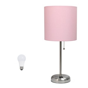 Simple Designs Sleek Slender Brushed Steel Table Lamp Light Pink - 1 of 4