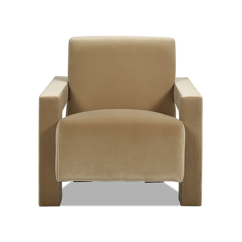 Ethan 28.5" Fully Upholstered Accent Arm Chair, Camel Brown Beige Performance Velvet, 1 of 7