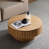 Sapphtopaz 31.49" Modern Round Coffee Table with Hidden Storage Wood Center Table with Pedestal Coffee Bar Table Home Decor for Living Room - 2 of 4