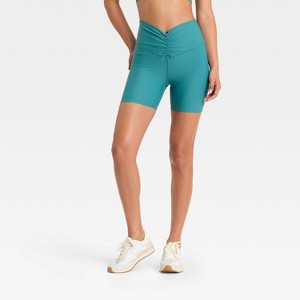 Women's 5" High-Rise Ruched Waist Bike Shorts - JoyLab™ - 1 of 3