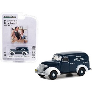 1939 Chevrolet Panel Truck Dark Blue w/White Fenders "Grocery & Market Delivery" 1/64 Diecast Model Car by Greenlight - 1 of 3