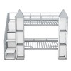 Kumasinova Twin-Over-Twin Metal Castle-Shaped Bunk Bed with Wardrobe & Storage Staircase, Loft Bed Frame with Open Cabinets  for Kids' Bedroom - 3 of 4