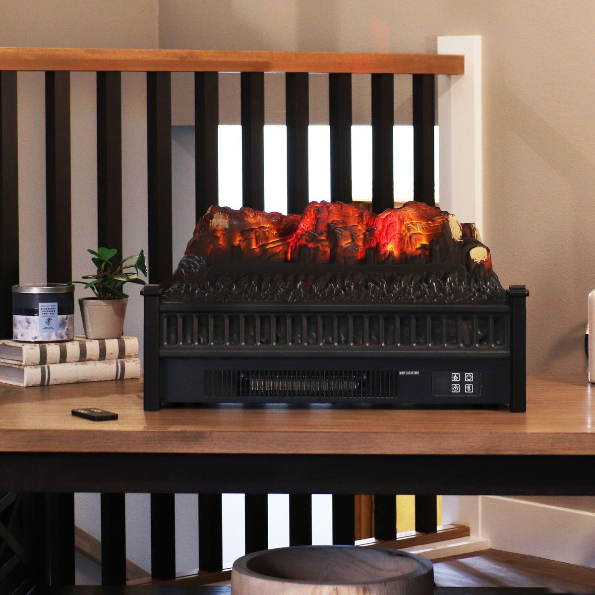 Sunnydaze Heated Log Electric Fireplace Insert - 23" W x 9" D x 12" H - thumbnail 7