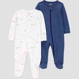 Carter's Just One You® Baby Boys' 2pk Airplanes Sleep N' Play - Navy Blue - 1 of 3