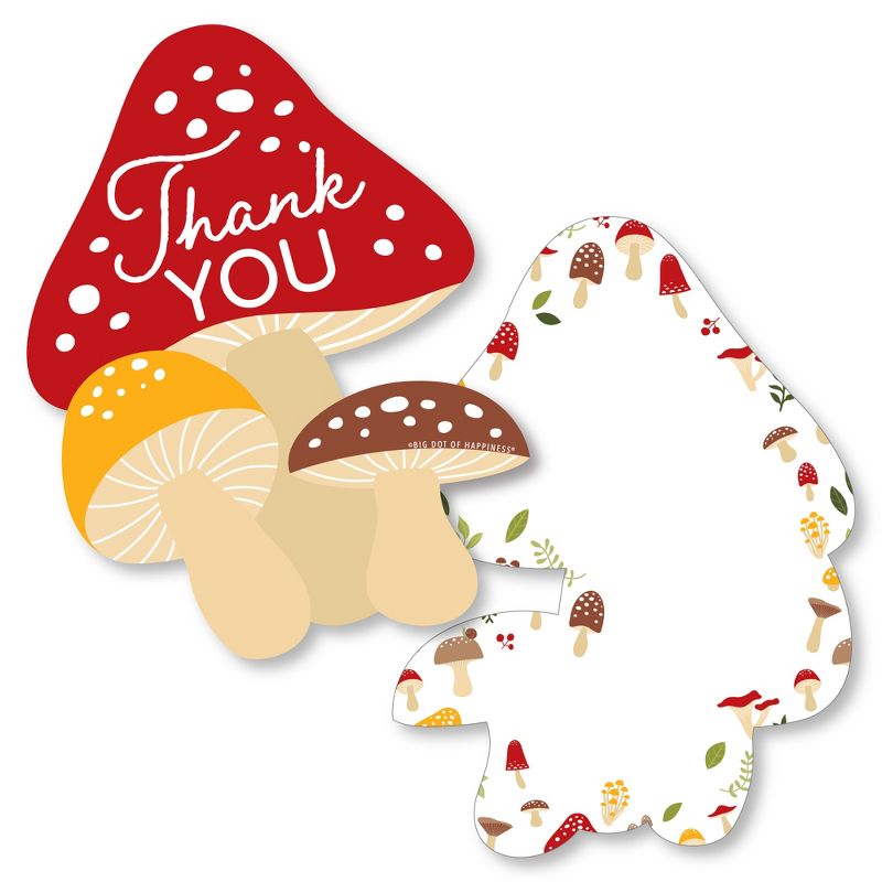 Big Dot of Happiness Wild Mushrooms - Shaped Thank You Cards - Red Toadstool Party Thank You Note Cards with Envelopes - Set of 12, 1 of 8