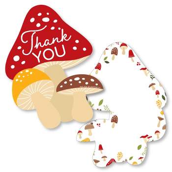 Big Dot of Happiness Wild Mushrooms - Shaped Thank You Cards - Red Toadstool Party Thank You Note Cards with Envelopes - Set of 12
