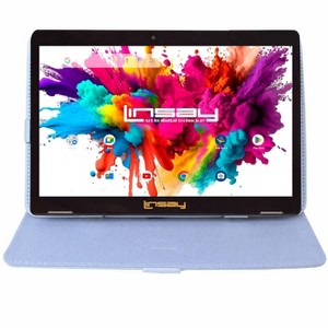 LINSAY 10.1" Octa Core 128GB Storage Android 14 Tablet with Green Leather Case - 1 of 3