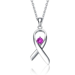 "Teens/Young Adults White Gold Plated Infinity Pendant with Purple Stone – Elegant and Stylish Jewelry" - 1 of 4