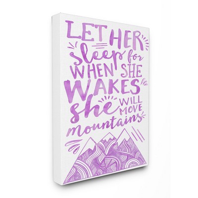 Let Her Sleep Purple Mountains Stretched Canvas Wall Art (16"x20"x1.5) - Stupell Industries