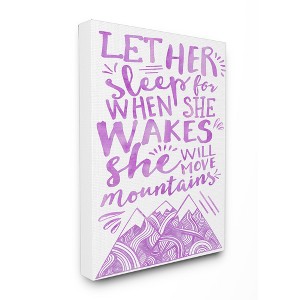 Let Her Sleep Purple Mountains Stretched Canvas Kids' Wall Art (16"x20"x1.5) - Stupell Industries: Pastel Typography Decor - 1 of 3
