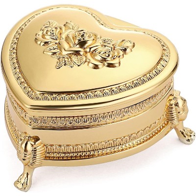 Vintage Heart Shape Jewelry Box - Antique Ring/Earrings/Necklace Storage, Trinket Keepsake