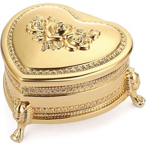 Vintage Heart Shape Jewelry Box - Antique Ring/Earrings/Necklace Storage, Trinket Keepsake - 1 of 4
