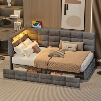 Twin Size Daybed with 2 Drawers and Charging Station for Kids Bedroom