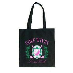 City Creek Prints Golf Wives Social Club Canvas Tote Bag - 15x16 - Black - 1 of 1