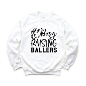 Simply Sage Market Women's Graphic Sweatshirt Busy Raising Ballers Baseball - 1 of 3