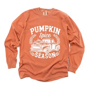 Simply Sage Market Pumpkin Spice Season Truck Distressed Garment Dyed Long Sleeve - 1 of 4