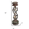 HomeRoots 16" Black Distressed Floral Metal Tabletop Tealight Candle Holder - 3 of 4